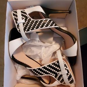 Black and white heels